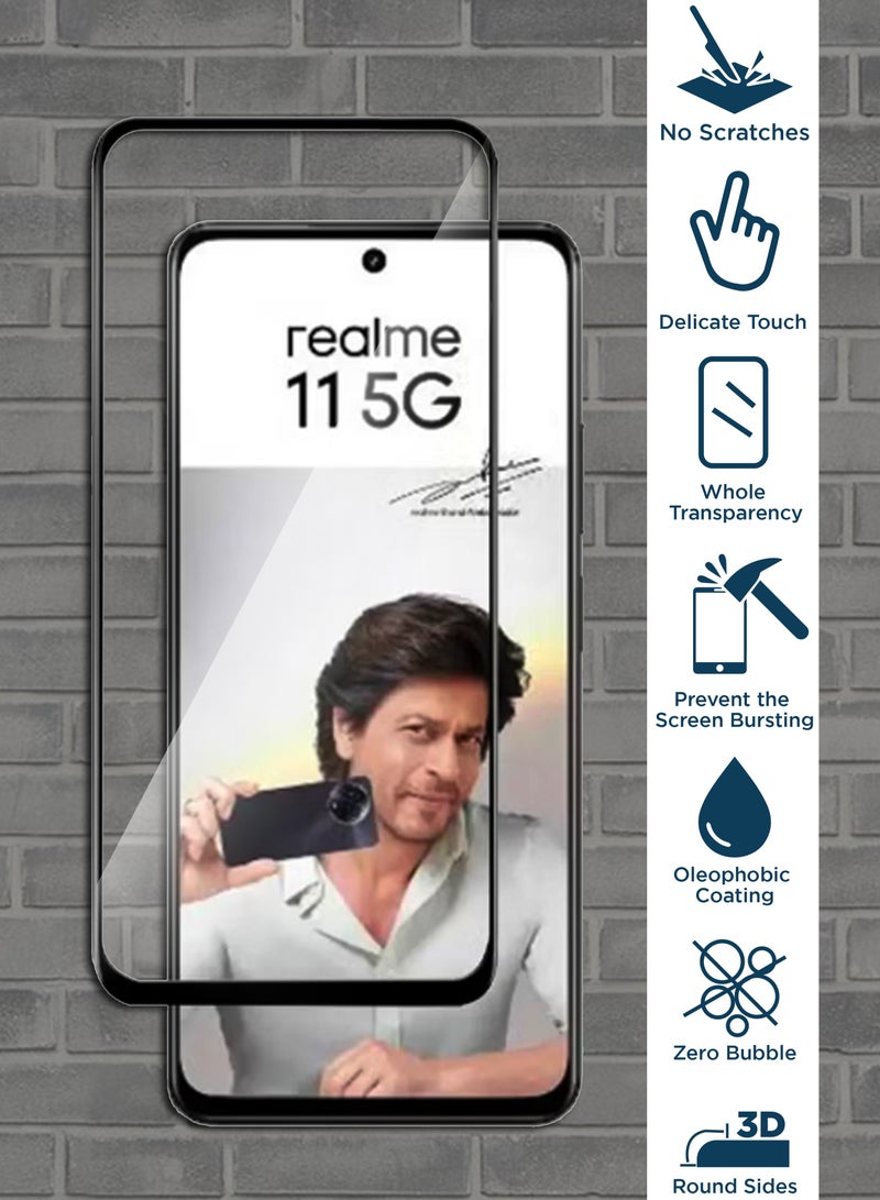 واقي شاشة زجاجي عام لهاتف Realme 11 5G - أسود - Image 2