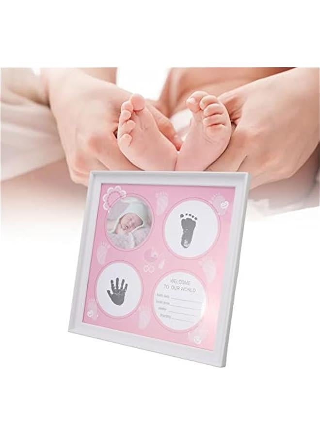Baby Handprint Footprint Kit, Wear Resistant Safe Baby Print Frame Kit for Display for Newborns (Pink) - Image 2