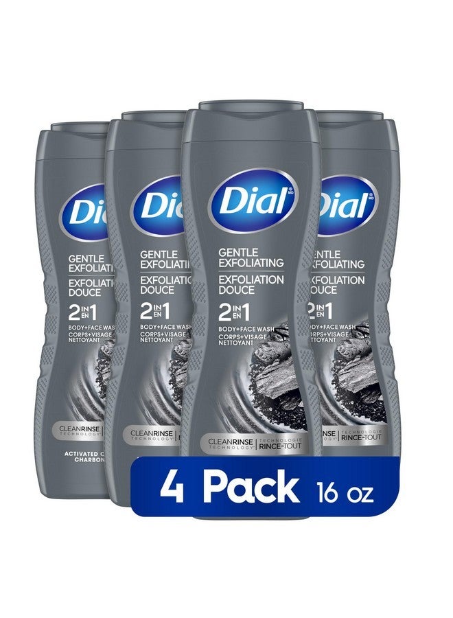 Dial Men, 2 in 1, Body and Face Wash, Gentle Exfoliating, Activated Charcoal, 16 oz (Pack of 4) - Image 1