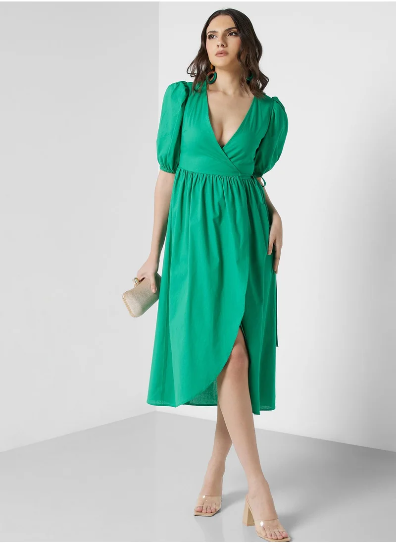 ELLA Wrap Dress With Tie Detail