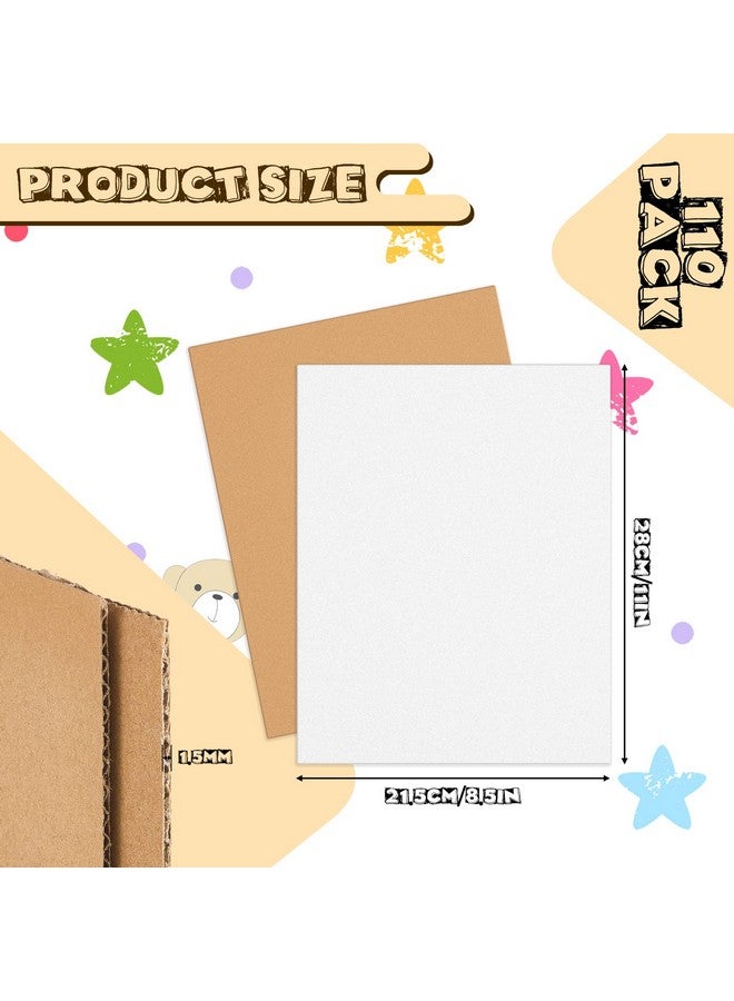 Henoyso 110 Pack Corrugated Cardboard Sheets Flat Cardboard Sheets Packaging Inserts Flat Square Inserts Flat Cardboard Squares Separators For Shipping Packing Mailing Crafts (White11 X 8.5 Inch) - Image 2