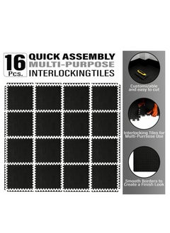Sky Land Puzzle Exercise Mat | Interlocking EVA Foam Gym Flooring Mat for Home Gym & Fitness Equipment | Durable Non-Slip Foam Mat Pack of 16 | 12"x12"x1/2" Protective Floor Mat – EM-9360  - Image 2