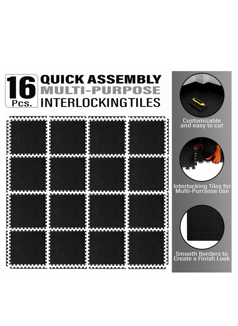 Sky Land - Puzzle Exercise Mat | Interlocking EVA Foam Gym Flooring Mat for Home Gym & Fitness Equipment | Durable Non-Slip Foam Mat Pack of 16 | 12"x12"x1/2" Protective Floor Mat – EM-9360 - Image 1