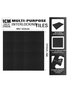 Sky Land Puzzle Exercise Mat | Interlocking EVA Foam Gym Flooring Mat for Home Gym & Fitness Equipment | Durable Non-Slip Foam Mat Pack of 16 | 12"x12"x1/2" Protective Floor Mat – EM-9360  - Image 3