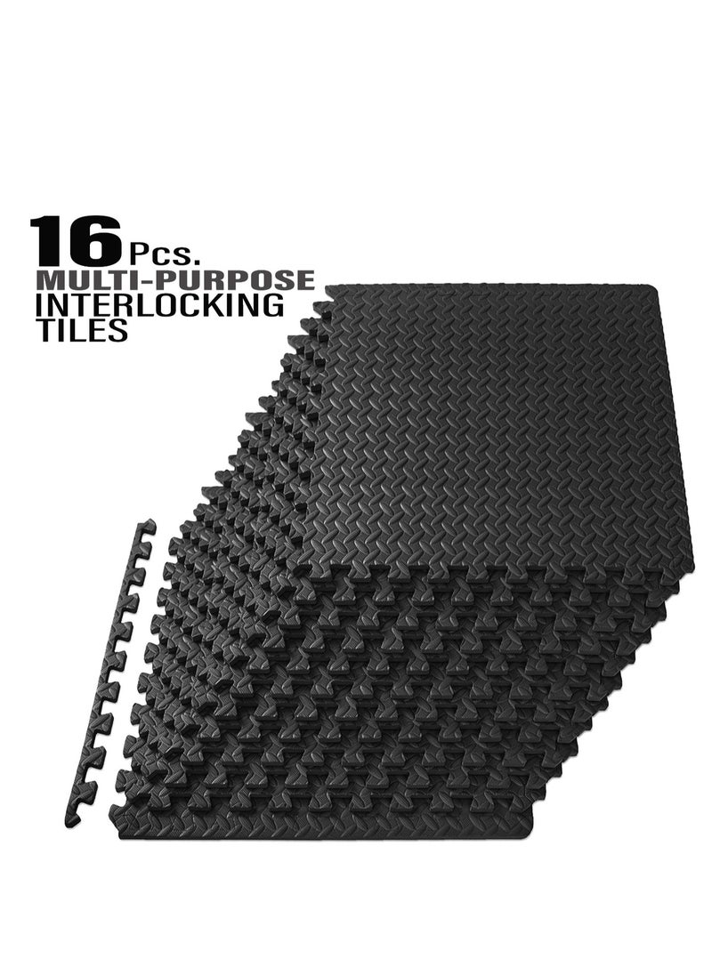 Sky Land - Puzzle Exercise Mat | Interlocking EVA Foam Gym Flooring Mat for Home Gym & Fitness Equipment | Durable Non-Slip Foam Mat Pack of 16 | 12"x12"x1/2" Protective Floor Mat – EM-9360 - Image 1