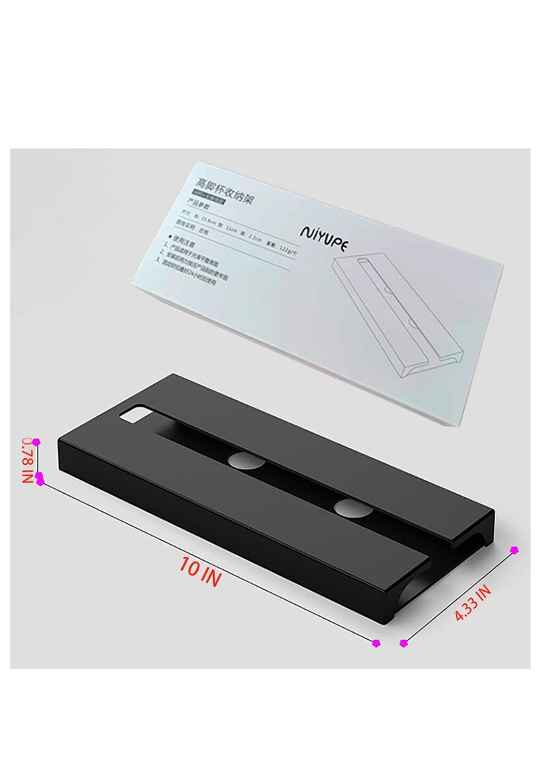 NIBEMINENT 2 Pack Glass Rack Under Cabinet Stemware Holder Glasses Storage Hanger Self-adhesive Plastic Organizer - Image 3