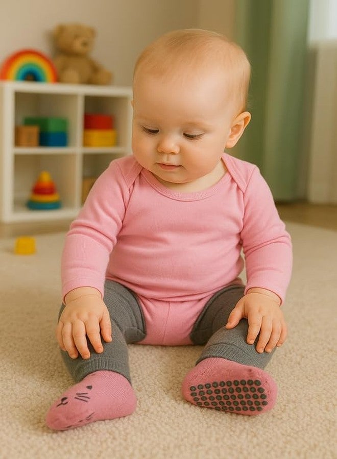 KETKAR Baby Non-Slip Cotton Socks | Toddler Anti-Skid Ankle & Crew Socks with Grips for Boys & Girls | Soft & Breathable | Pack of 4 Pairs,1-2 Years - Image 5
