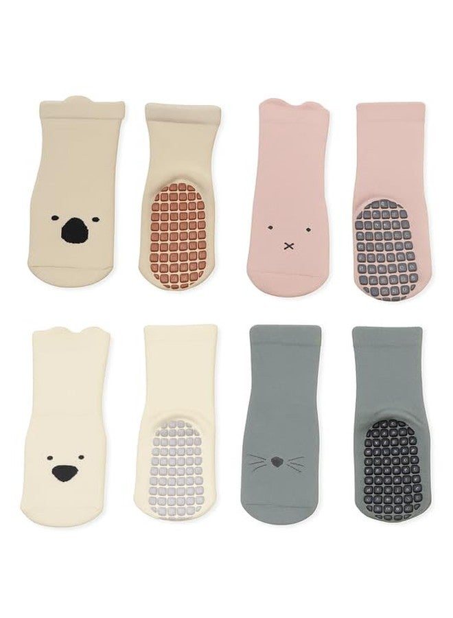 KETKAR Baby Non-Slip Cotton Socks | Toddler Anti-Skid Ankle & Crew Socks with Grips for Boys & Girls | Soft & Breathable | Pack of 4 Pairs,1-2 Years - Image 1