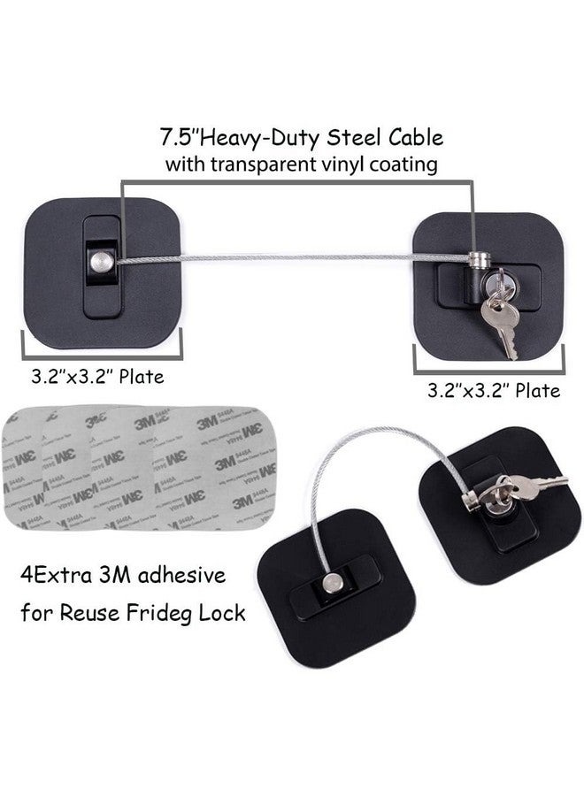 BAOWEIJD Fridge Lock,2 Pack Refrigerator Locks with Keys,Freezer Lock and Child Safety Cabinet Lock,Black Fridge Lock - Image 3