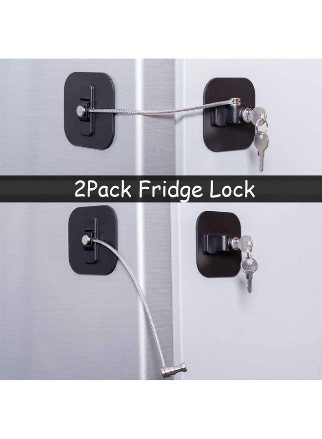 BAOWEIJD Fridge Lock,2 Pack Refrigerator Locks with Keys,Freezer Lock and Child Safety Cabinet Lock,Black Fridge Lock - Image 2