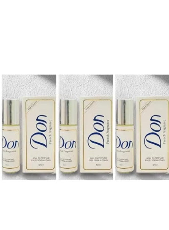 دون عطر رول أون برائحة فرنسية 6 مل 3 قطع