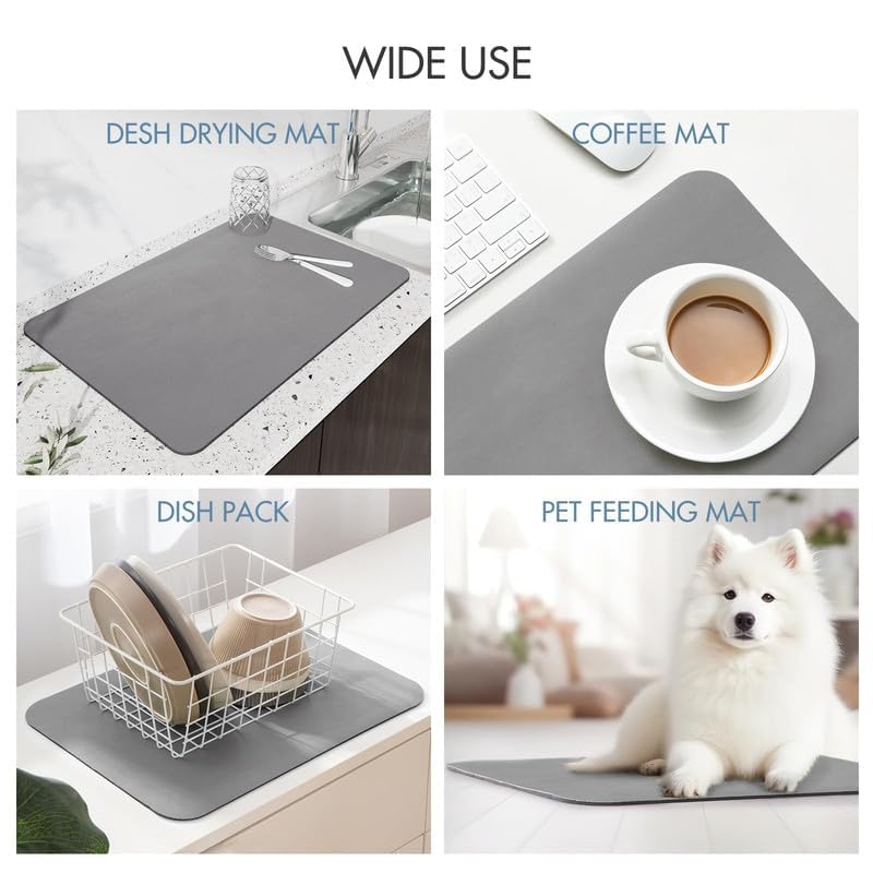 SHRISELL SHRISELL Dish Drying Mat for Kitchen Water Absorbent Matsr Kitchen Large Size Utensils Quick Drainer Mat Kitchen Accessories Item Mat Soaks Up Water for Kitchen4060 CM - Image 3