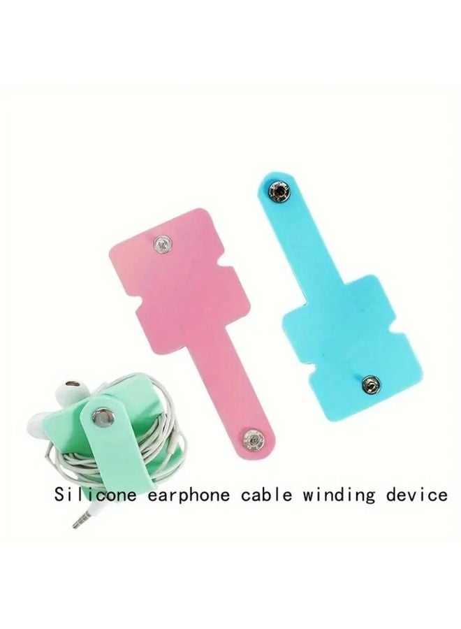 Pink Silicone Earphone Wrap Cable Winder Headset Holder Portable Tech Accessory - Image 4