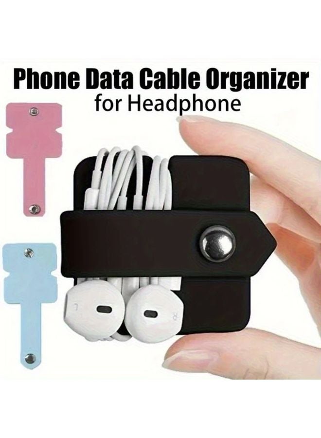 Pink Silicone Earphone Wrap Cable Winder Headset Holder Portable Tech Accessory - Image 2