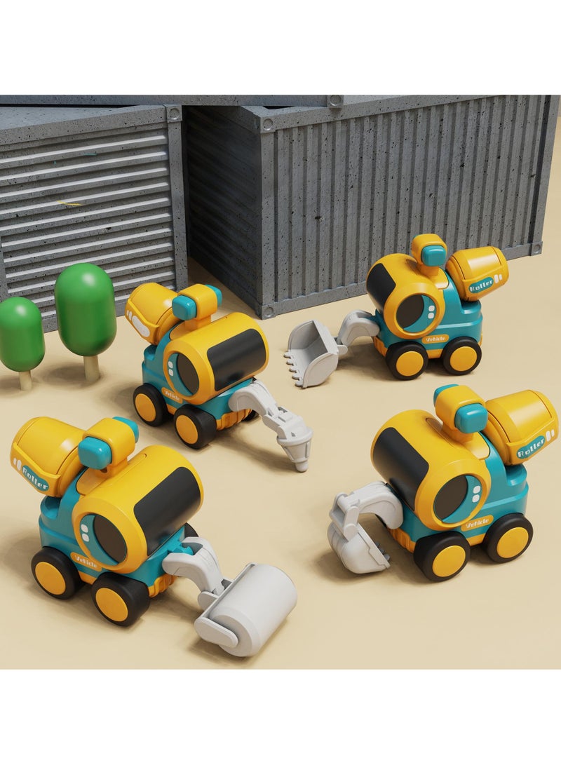 4 in 1 Construction Truck Vehicle Toy Set, Push and Go Vehicle Car Toy, Kids Birthday Gifts for Over 3 Years Old Boys