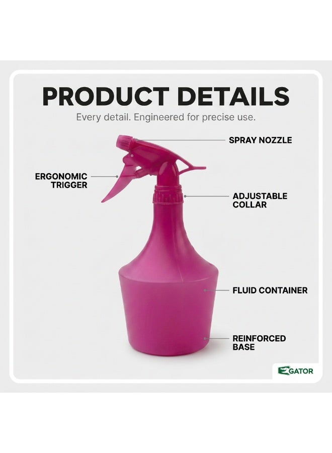 Gator Plastic Spray Bottle 750ml Pink | Trigger Spray Bottle | Adjustable Nozzle | Color-Coded Cleaning | Lightweight Multipurpose Sprayer for Home & Professional Use - Image 2