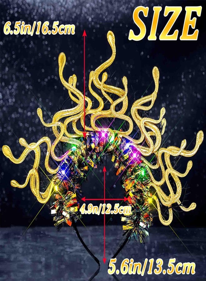 Fstrend LED Light Up Snake Headband, Glowing Acrylic Snakes Hair Accessory for Women, Perfect for Halloween, Rave Festivals, EDM Parties & Medusa Costumes - Image 3