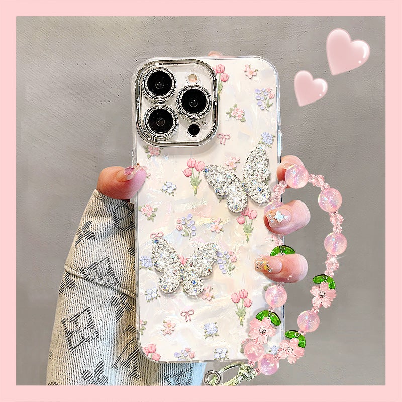 Suitable for Apple 17 Pro Max Phone Case, iPhone 15 Tulip Butterfly Full-Cover Lens Film, iPhone 16 High Aesthetic Value - Image 2