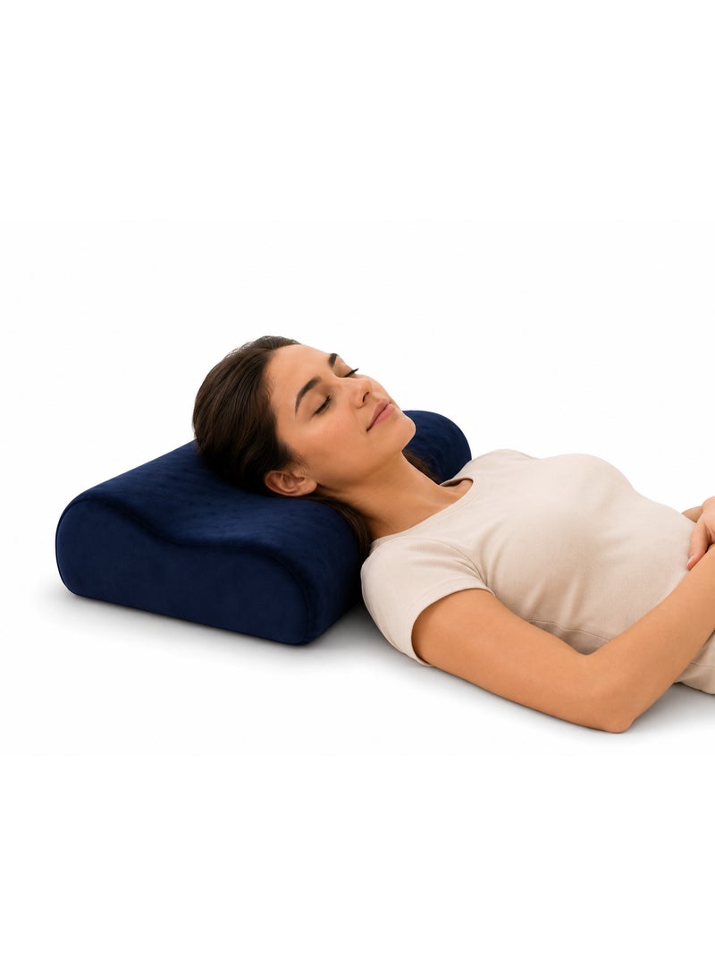Contour Memory Foam Sleeping Pillow with Massage Surface and Balanced Pressure Distribution, Washable Velvet Cover - Image 1