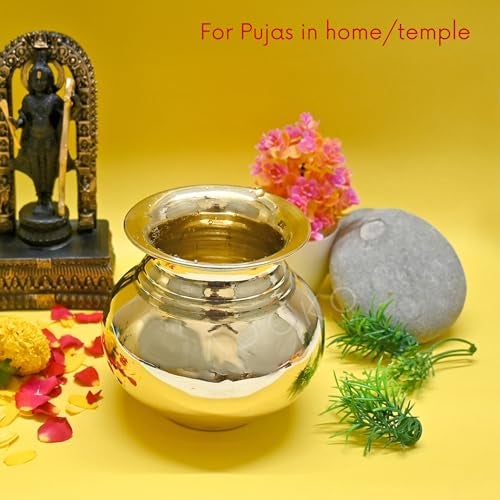Adoko 100% Pure Brass Lota for Puja & Temple Use | Handcrafted Peetal Kalash for Religious Rituals, Ganga Jal & Drinking Water | Seamless, Durable & Rust-Free – 800 ML - Image 5