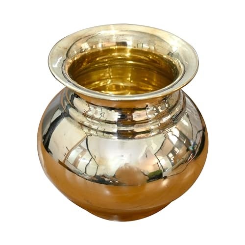 Adoko 100% Pure Brass Lota for Puja & Temple Use | Handcrafted Peetal Kalash for Religious Rituals, Ganga Jal & Drinking Water | Seamless, Durable & Rust-Free – 800 ML - Image 1