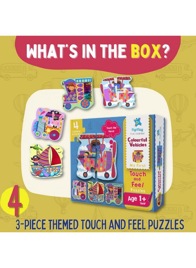 PepPlay My First Touch and Feel Puzzle - Colourful Vehicle, Three Piece Puzzle Learning for Toddlers, Educational Toy for Pre-School and Montessori Kids, Birthday and Return Gift for 1-4 Years Old - Image 2