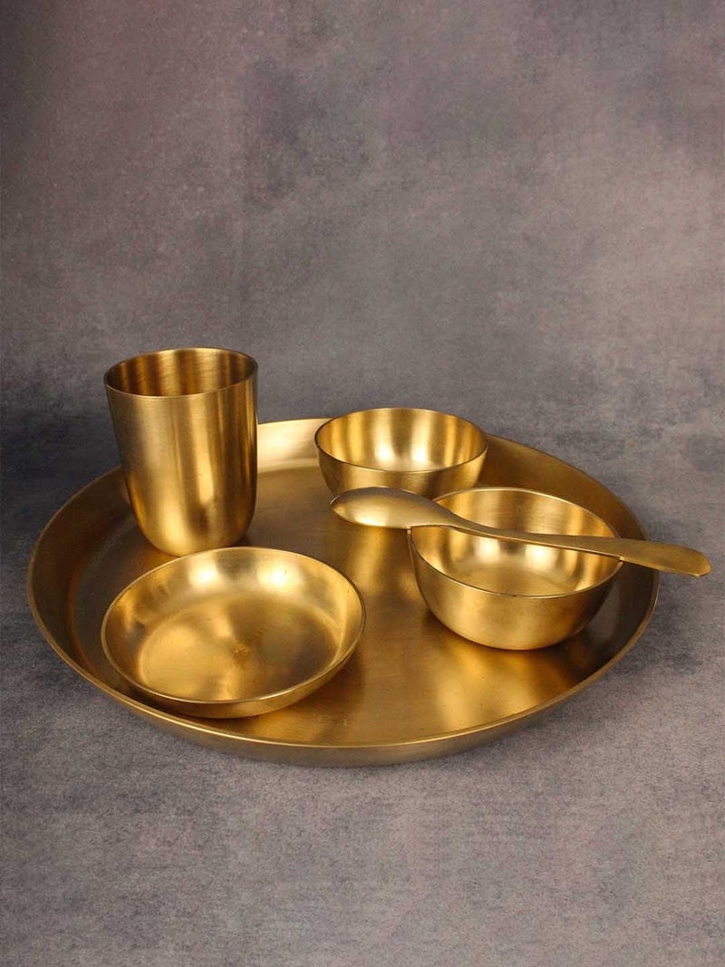 طقم صينية عشاء تقليدي مصنوع يدويًا من البرونز مكون من 6 قطع