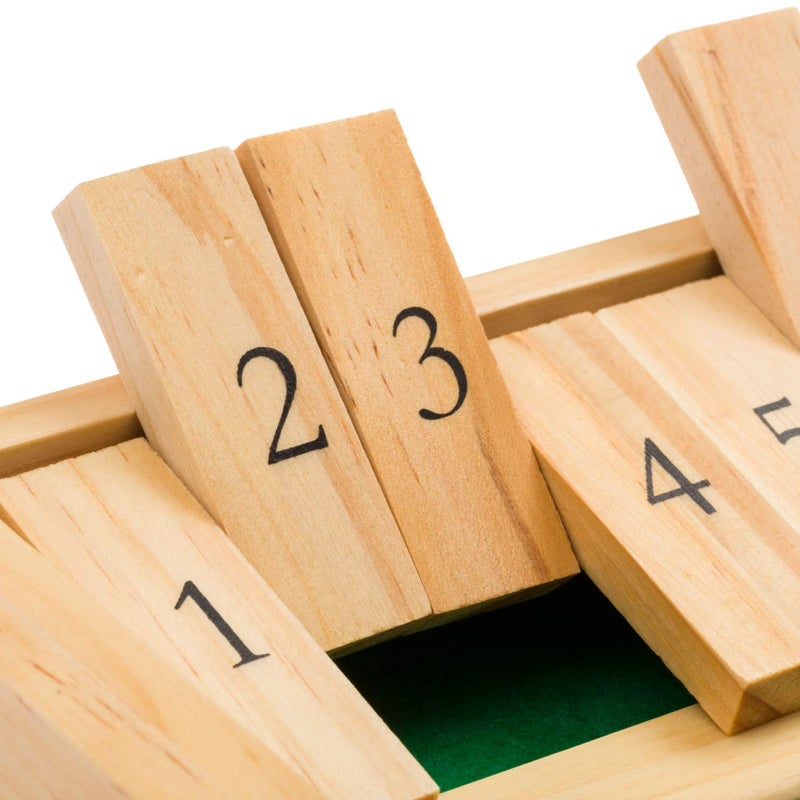 Regal Games Shut The Box Game - Fun Table Math Game with Wooden Board for Adults & Kids - 12 Spots Dice Game with 2+ Player Games - Ideal for Game Night, Travel - (Ages 8+) - Image 5