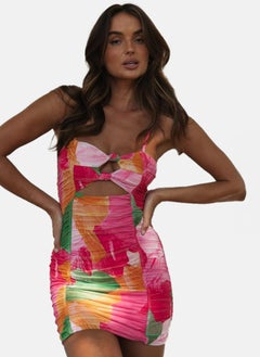 يونيكي Multicolour Sweetheart Neck Floral Print Bodycon Dress  - Image 1