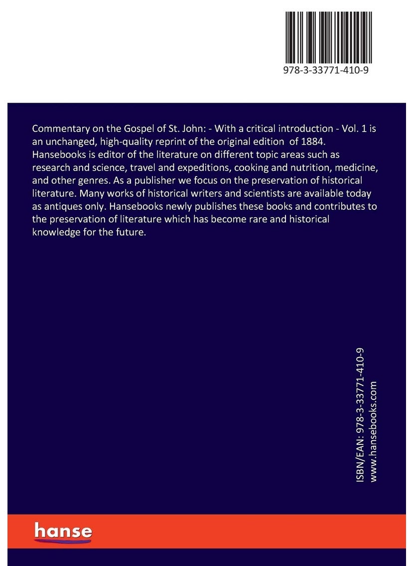 null - Commentary on the Gospel of St. John: :With a critical introduction - Vol. 1 - Image 1