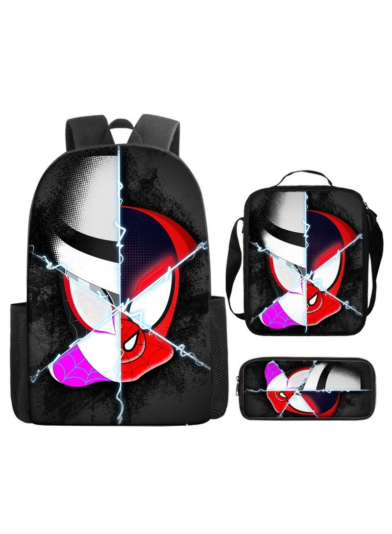 Naruto Spiderman Hero Cartoon Backpack Three-Piece Set 29*42*16cm