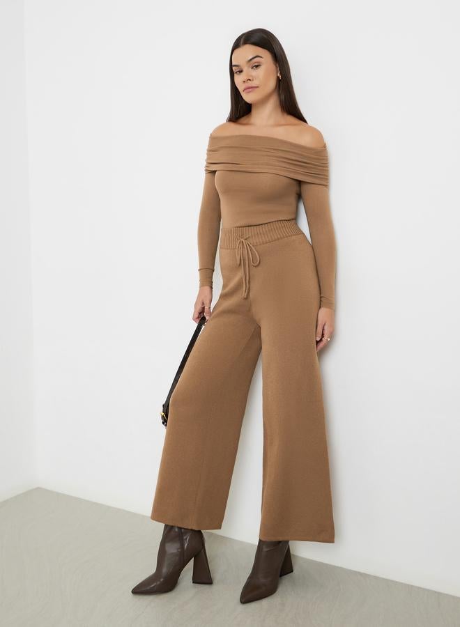 ستايلي بلوزة محبوكة بياقة باردو - Image 2