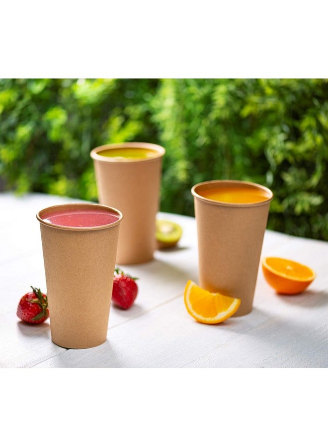 Gusto GUSTO [100 Count Kraft Disposable Paper Cups, Hot Coffee Cups Brown Unbleached - Eco-Friendly Cups (16 oz. - Kraft) - Image 2