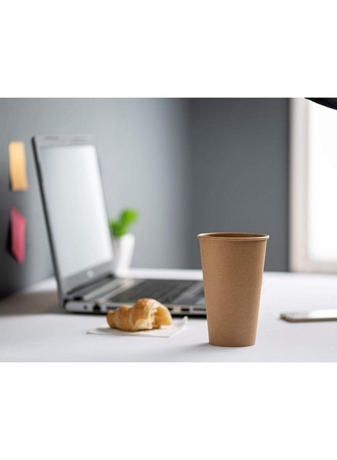 Gusto GUSTO [100 Count Kraft Disposable Paper Cups, Hot Coffee Cups Brown Unbleached - Eco-Friendly Cups (16 oz. - Kraft) - Image 4