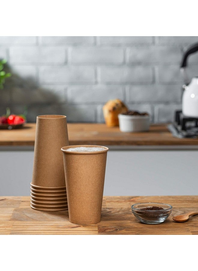 Gusto GUSTO [100 Count Kraft Disposable Paper Cups, Hot Coffee Cups Brown Unbleached - Eco-Friendly Cups (16 oz. - Kraft) - Image 1