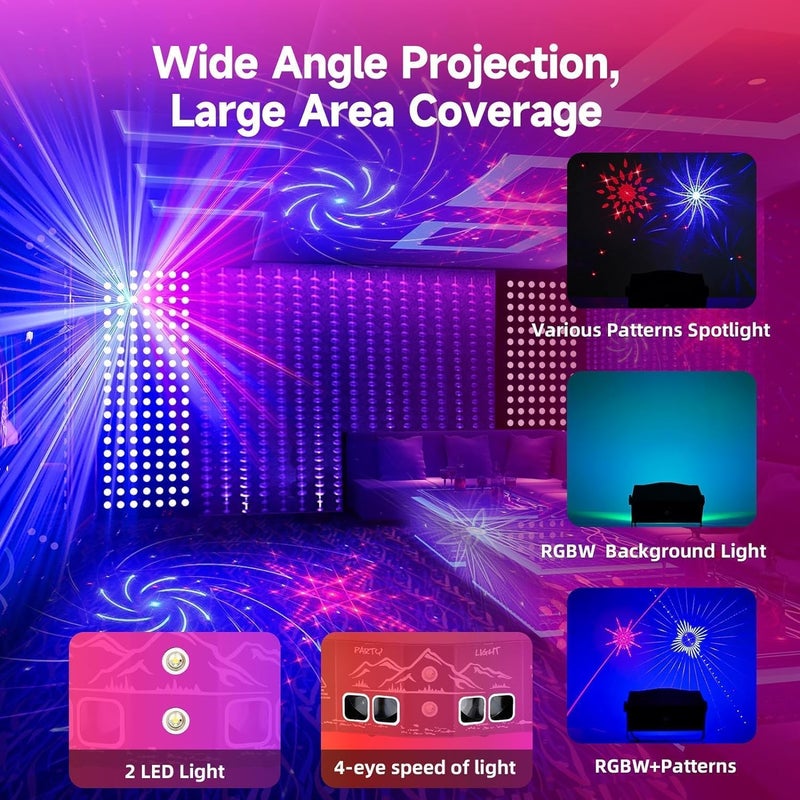 bubusan Laser Light for Party, Sound Activated Strobe Light Halloween - 6 Eyes Laser DJ Lights with Remote Control, Rave Lights Glow Party Supplies Party Lights Dance Floor Lights - Image 4