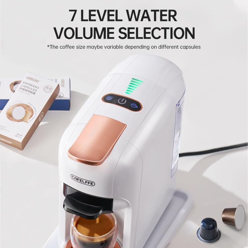 Cafelffe MK-606 5-in-1 Capsule Coffee Machine with 19 Bar Pressure, Hot/Cold Fast Brew Espresso, Single Serve Coffee Maker Compatible with K-Cup/Nes Original/DG/ESE Pods, Compact for Home/Office,White - Image 2