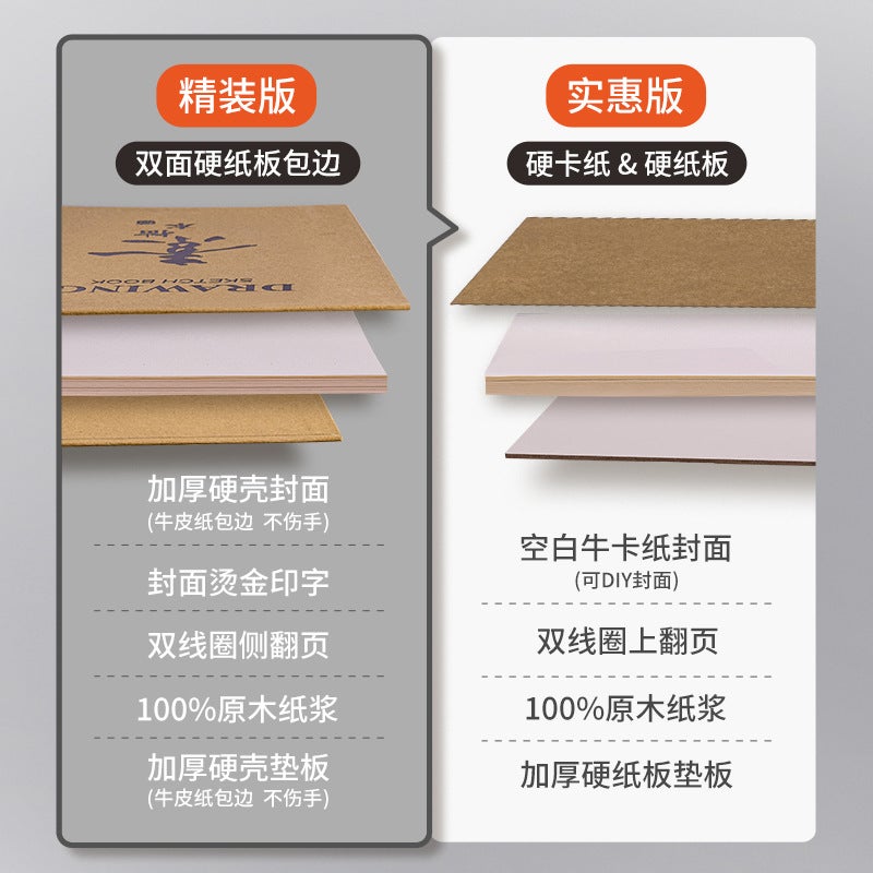 8K Sketchbook A4 Student Portable Painting Picture Book 16K Kraft Paper Sketchbook - Image 5