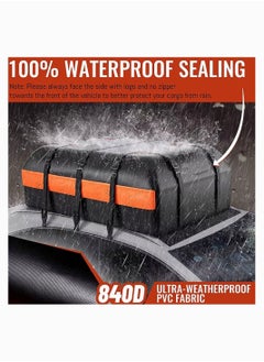Sharpdo Car Rooftop Cargo Carrier Bag Car Organizer Travel Bag 15 Cubic Feet 52*40*18cm Black Orange  - Image 4
