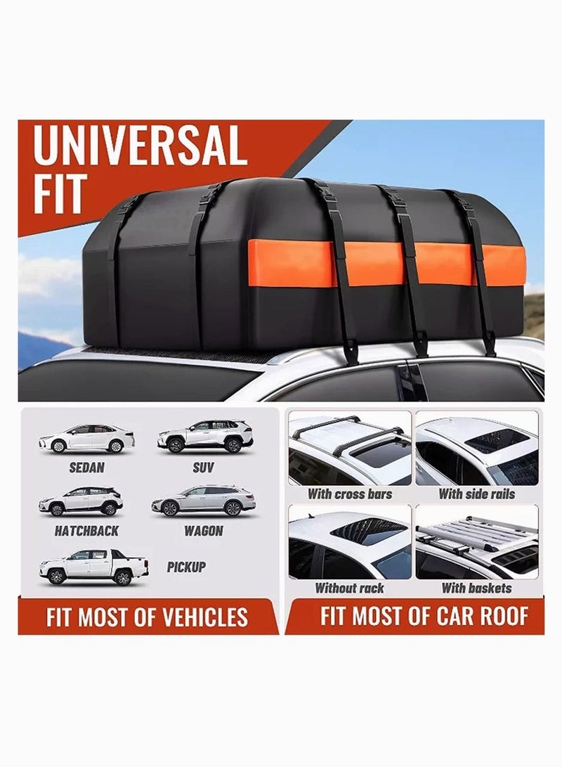 Sharpdo Car Rooftop Cargo Carrier Bag Car Organizer Travel Bag 15 Cubic Feet 52*40*18cm Black Orange - Image 3