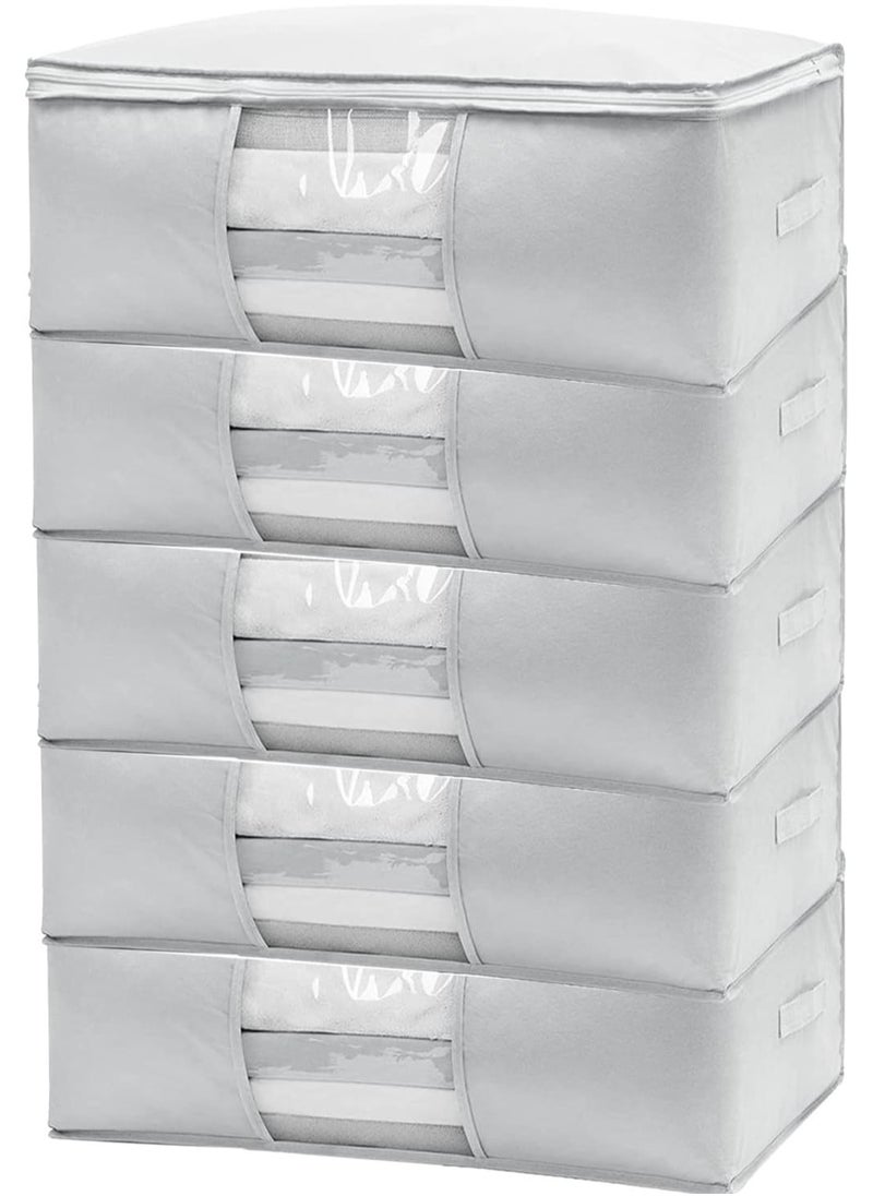 Generic 5 Pack 70x50cm Large Storage Bags, 90L Clothes Storage Organizers Storage Containers Thick Fabric for Blanket Comforter Clothing Bedding  - Image 1