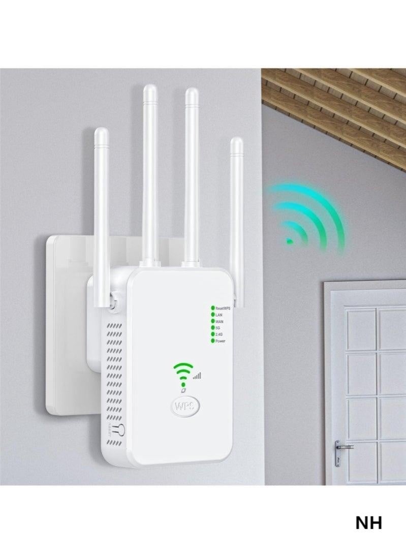 NH WiFi Extender | 1200Mbps Dual Band Signal Booster | 5G & 2.4G Coverage | One-Touch Setting | Plug-and-Play | AC1200 Repeater - Image 1