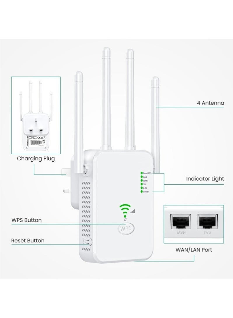 NH WiFi Extender | 1200Mbps Dual Band Signal Booster | 5G & 2.4G Coverage | One-Touch Setting | Plug-and-Play | AC1200 Repeater - Image 4
