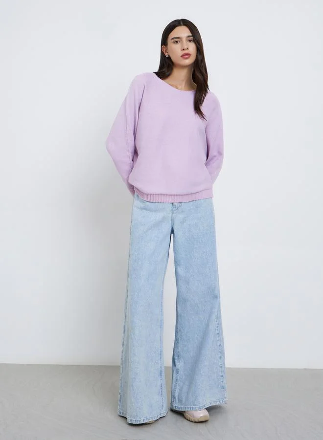 Take Two Take Two Purple Knit Relaxed Fit Sweater