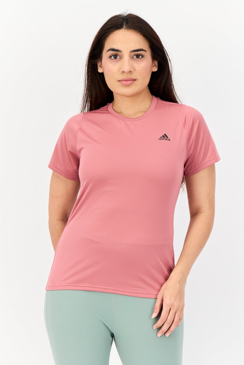 Adidas Women Sportswear Fit Short Sleeves Running T-Shirt, Pink Strata - Image 1