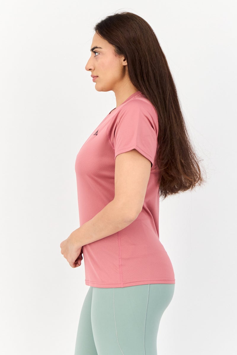 Adidas Women Sportswear Fit Short Sleeves Running T-Shirt, Pink Strata - Image 2
