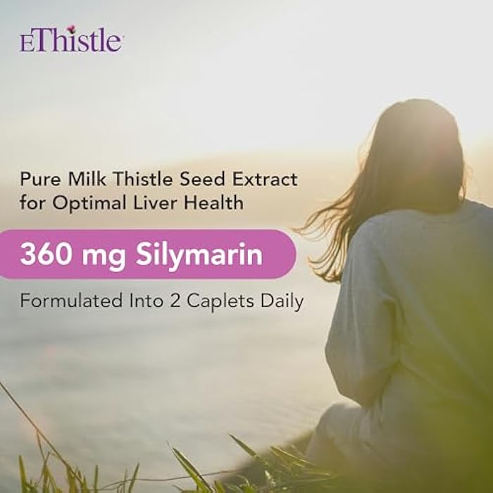 EThistle Liver Wellness Dietary Supplement, Milk Thistle & Vitamin E Liver Health Formula, Caplets 180 Count - Image 4