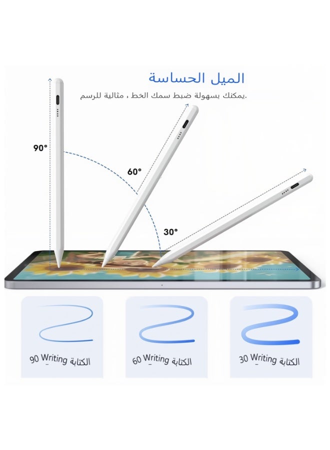 Stylus Pen for iPad with Pencil Case Tilt Sensitivity USB-C Fast Charge LED Power Display Universal Stylus Pencil Compatible with iPad 2018 and Later - Image 2