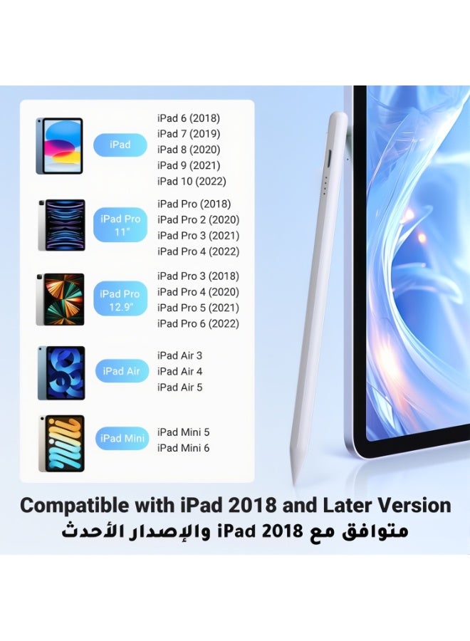 Stylus Pen for iPad with Pencil Case Tilt Sensitivity USB-C Fast Charge LED Power Display Universal Stylus Pencil Compatible with iPad 2018 and Later - Image 5