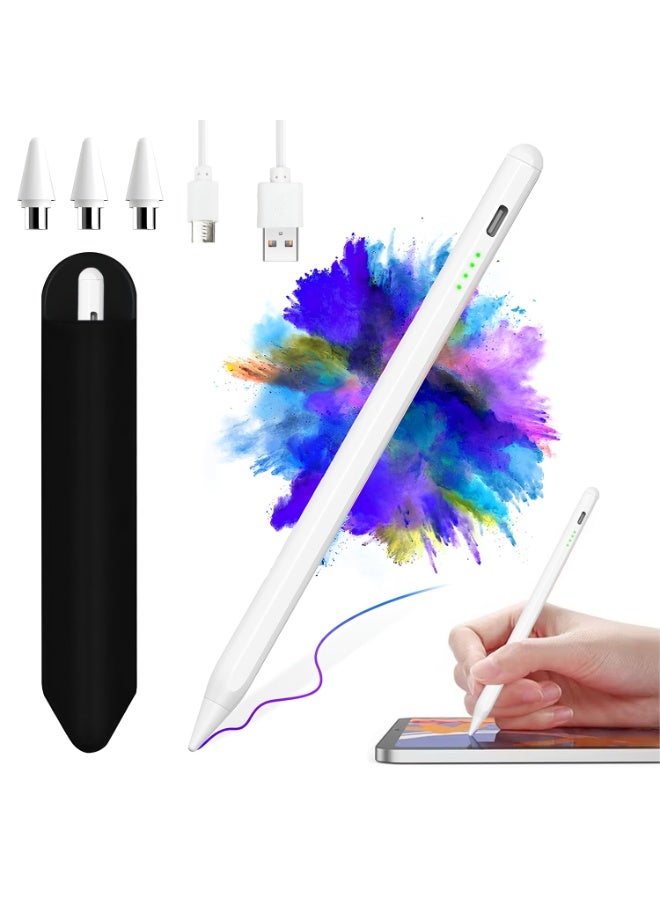 Stylus Pen for iPad with Pencil Case Tilt Sensitivity USB-C Fast Charge LED Power Display Universal Stylus Pencil Compatible with iPad 2018 and Later - Image 1